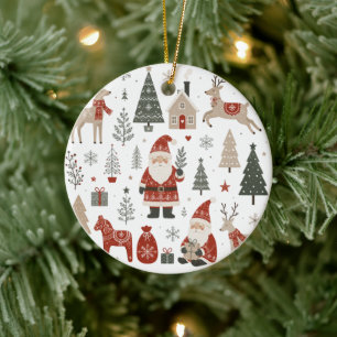 Décoration En Céramique Père Noël vintage scandinave Noël Renne