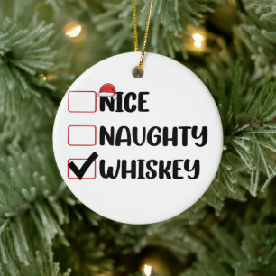 Décoration En Céramique Père Noël Whiskey Nice Naughty Liste de Noël