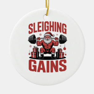 Décoration En Céramique Pères Noël prenant des gains en faisant de la musc