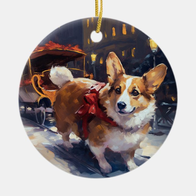Décoration En Céramique Période de fêtes de Noël Corgi (Devant)