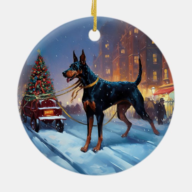 Décoration En Céramique Période de fêtes de Noël Doberman (Dos)