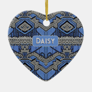 Décoration En Céramique Perles Art Déco Blue & Silver des années 1920 - aj