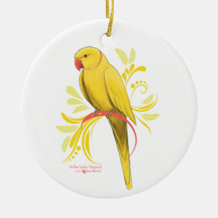 Décoration En Céramique Perroquet jaune de Ringneck d'Indien