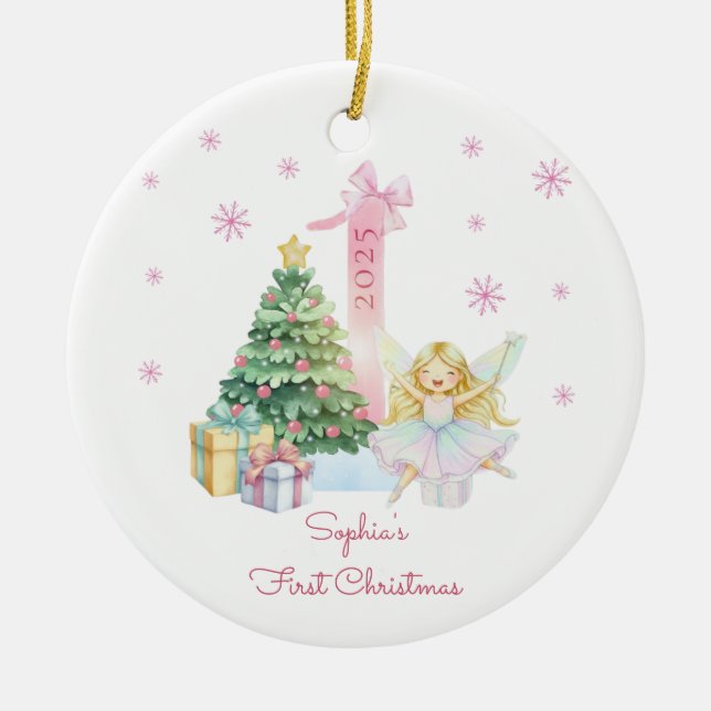 Décoration En Céramique Personalised Baby’s First Christmas Ornament 2025 (Devant)