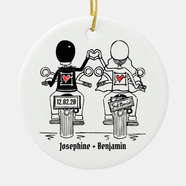 Décoration En Céramique Personalised Biker Wedding Gift Ceramic Decoration (Devant)