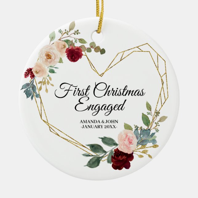 Décoration En Céramique Personalised First Christmas Engaged ornament (Devant)