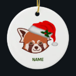 Décoration En Céramique Personalised "Santa Red Panda" Christmas Ornament<br><div class="desc">This Christmas Ornament is made of white porcelain. It is double-sided and is adorned with the "Santa Red Panda" designs by SLH Designs. On the front you can customise the ornament with a name of your choice. On the back is a delightful Christmas red panda. Available to buy in two...</div>