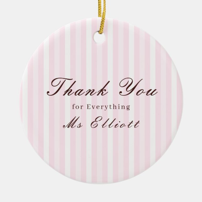 Décoration En Céramique Personalised Thank You Teacher Ornament Pink Mist (Devant)