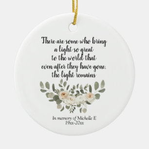 Décoration En Céramique Personalised White Floral Memorial Quote