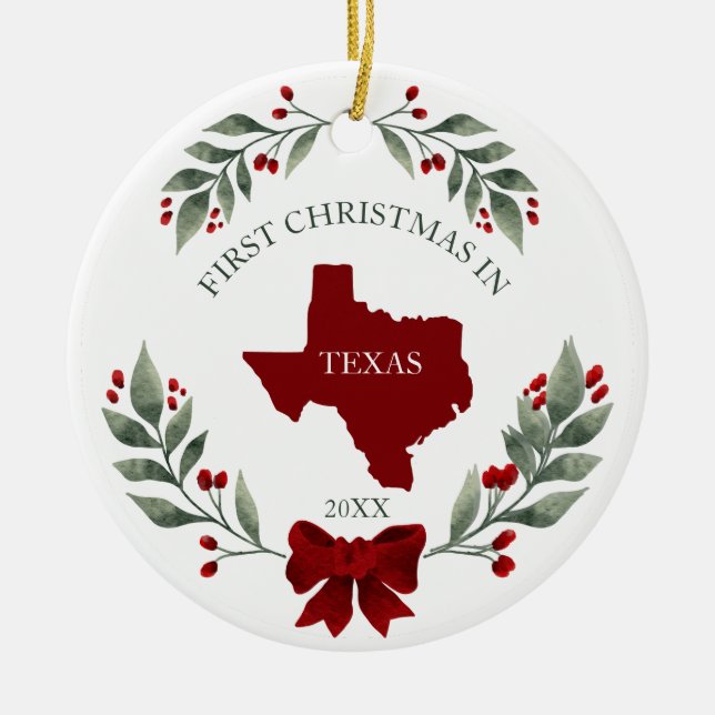 Décoration En Céramique Personalized 1st Christmas In Texas State  (Devant)