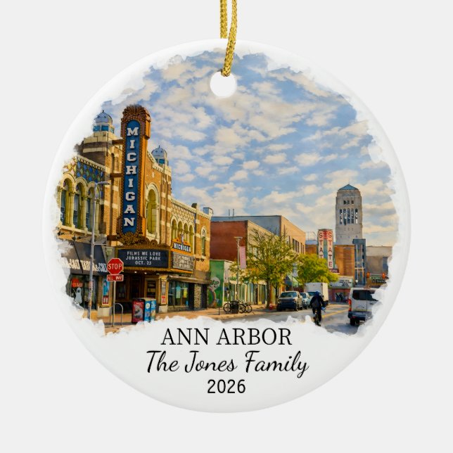 Décoration En Céramique Personalized Ann Arbor Ornament, Custom Michigan (Devant)