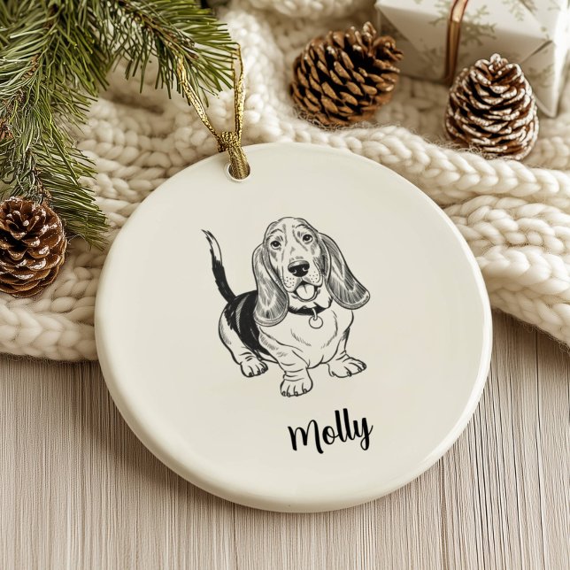 Décoration En Céramique Personalized Basset Hound Dog Christmas (Créateur téléchargé)