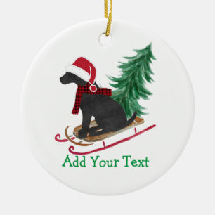 Décoration En Céramique Personalized Black Lab Xmas Sled