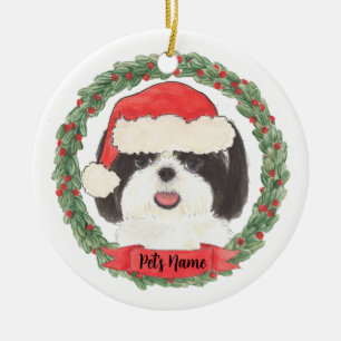Décoration En Céramique Personalized Black & White Shih Tzu