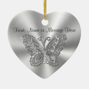 Décoration En Céramique Personalized Butterfly Ornament, 2 Sided Your Text
