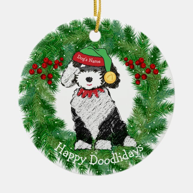 Décoration En Céramique Personalized Christmas Elf Sheepadoodle (Devant)