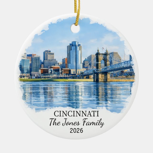 Décoration En Céramique Personalized Cincinnati Ornament, Custom Ohio (Devant)