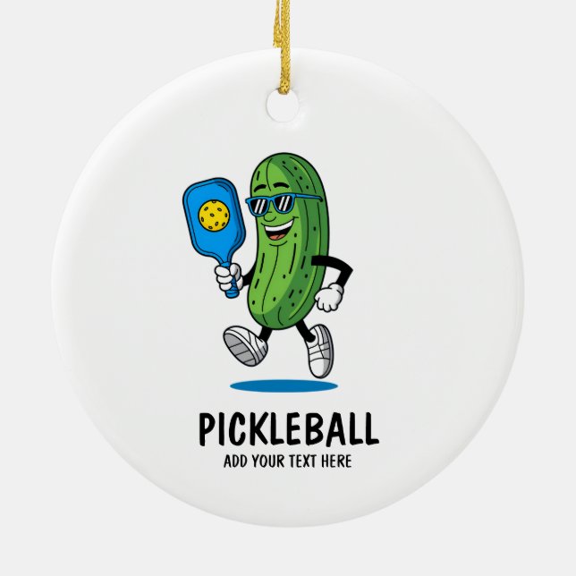 Décoration En Céramique Personalized Cute Pickle Playing Pickleball Funny (Dos)