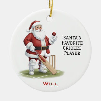Décoration En Céramique Personalized Cute Santa Playing Cricket