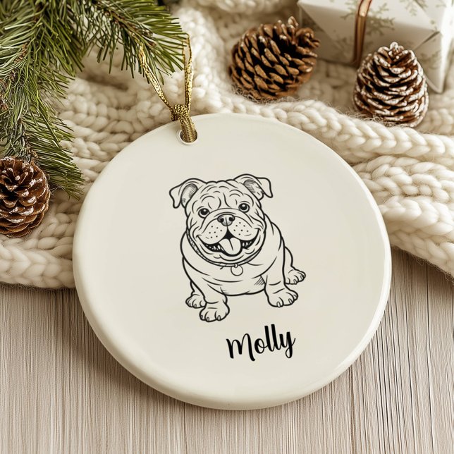Décoration En Céramique Personalized English Bulldog Dog Christmas (Créateur téléchargé)