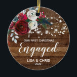 Décoration En Céramique Personalized First Christmas Engaged Ornament<br><div class="desc">Personalized First Christmas Engaged Ornament</div>