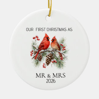 Décoration En Céramique Personalized First Christmas Mr Mrs Cardinal Ornam