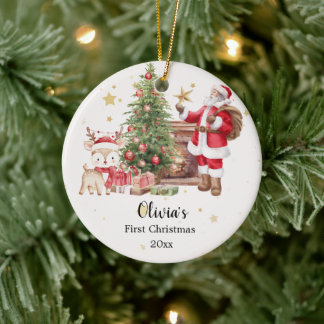 Décoration En Céramique Personalized First Christmas Ornament - Santa