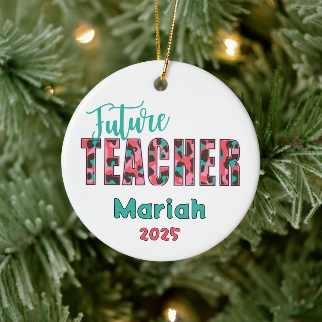 Décoration En Céramique Personalized Future Teacher Leopard Print Ornament (Arbre)
