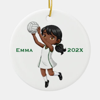 Décoration En Céramique Personalized Girls (Dark Skin) Netball Player