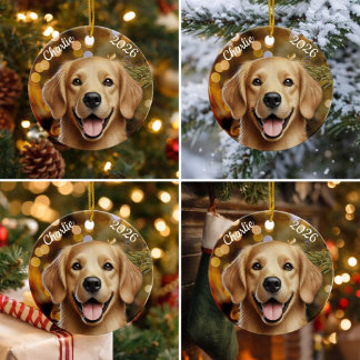 Décoration En Céramique Personalized Golden Retriever Christmas Ornament 