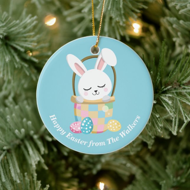 Décoration En Céramique Personalized Happy Easter Bunny Baby Blue (Arbre)
