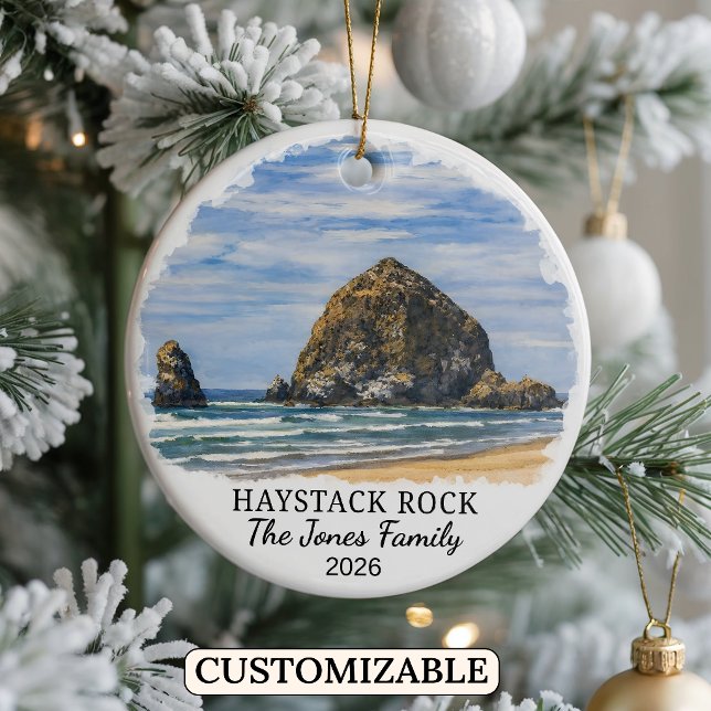 Décoration En Céramique Personalized Haystack Rock Ornament, Custom Oregon (Créateur téléchargé)