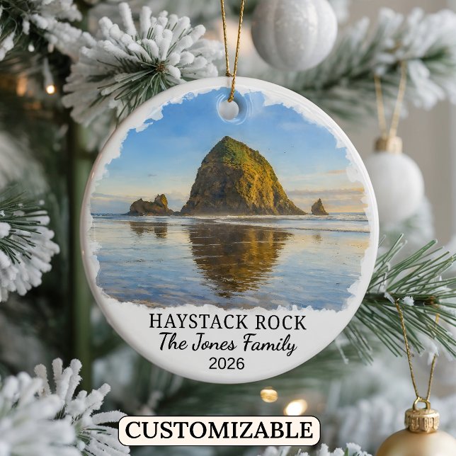 Décoration En Céramique Personalized Haystack Rock Ornament, Custom Oregon (Créateur téléchargé)