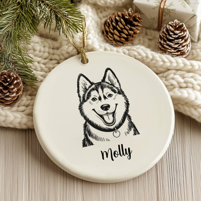 Décoration En Céramique Personalized Husky Dog Christmas (Créateur téléchargé)