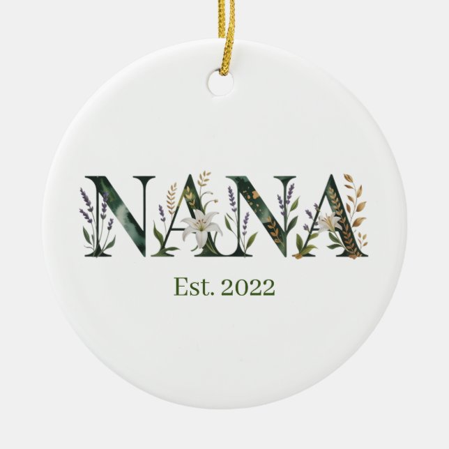 Décoration En Céramique Personalized Nana Est Year Floral Grandmother Gift (Devant)