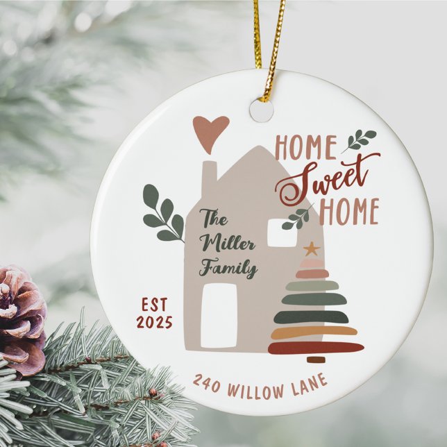 Décoration En Céramique Personalized New Home Sweet Home Christmas (Home Sweet Home Christmas Ornament, Personalized New Home Gift, Custom Address Housewarming Gift)