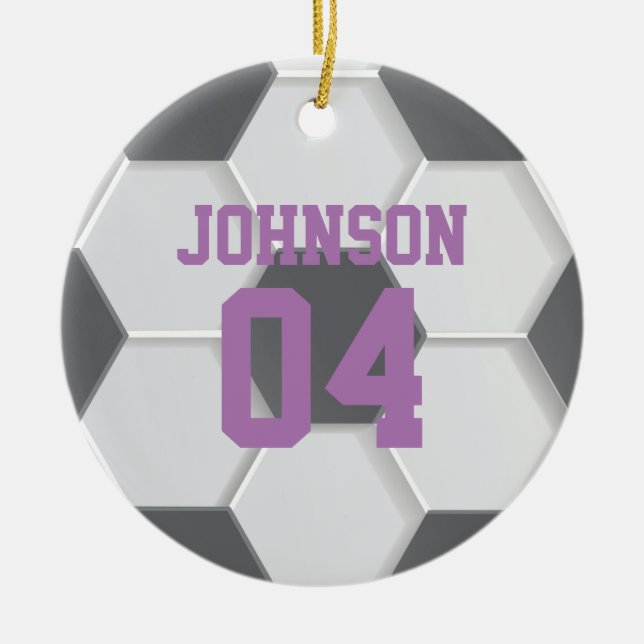 Décoration En Céramique Personalized Purple Soccer Ball Christmas (Devant)