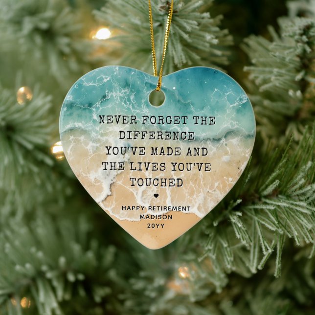 Décoration En Céramique Personalized Retirement Modern Blue Ocean Beach (Arbre)