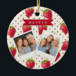Décoration En Céramique Personalized Retro Strawberry Polka Dot Vintage<br><div class="desc">Strawberries are one of those happy, classic designs that instantly make people smile. This customized retro strawberry collection creates a style that is both nostalgic and modern by fusing a soft, traditional polka dot background with amusing vintage charm. Sweet, colorful strawberries are strewn throughout a delicate dotted pattern in this...</div>