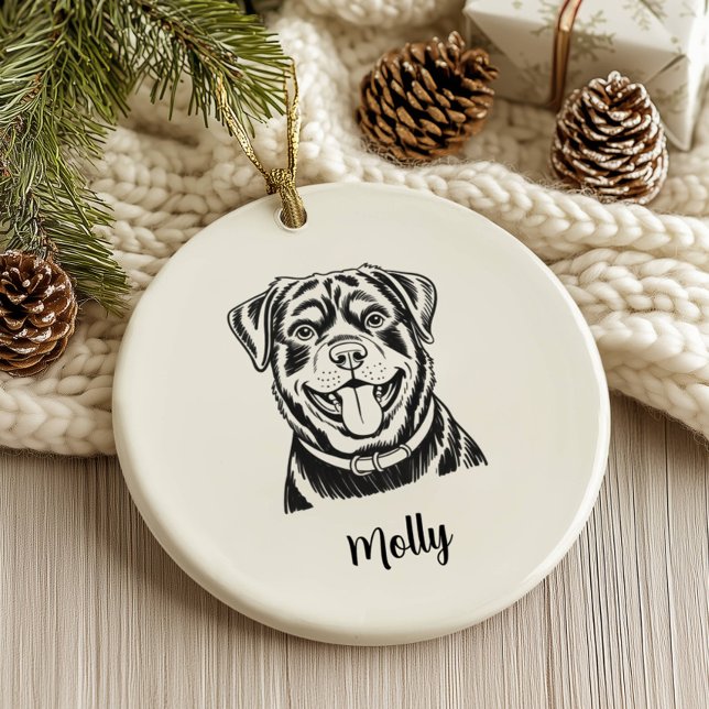 Décoration En Céramique Personalized Rottweiler Dog Christmas (Créateur téléchargé)
