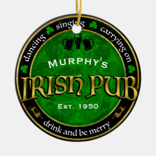 Décoration En Céramique Personalized, Round Irish Pub Logo