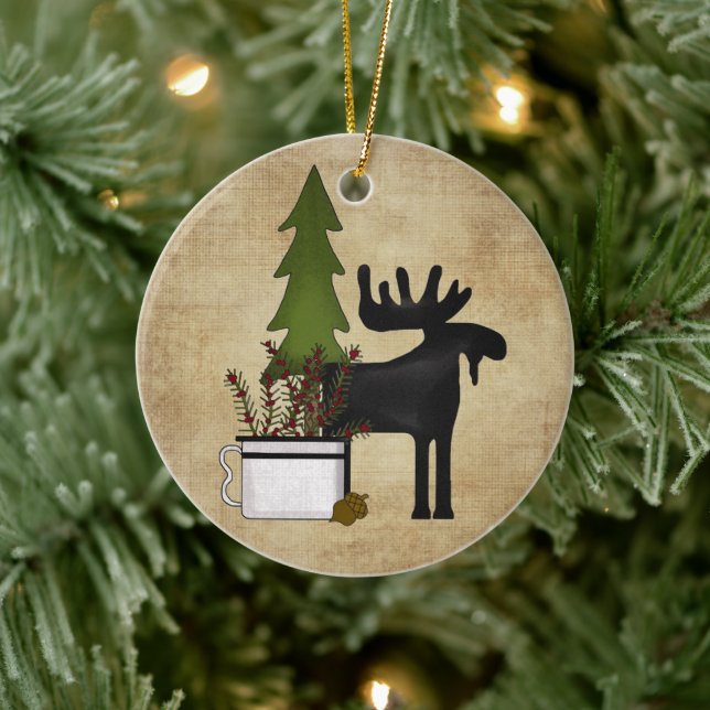 Décoration En Céramique Personalized Rustic Country Mountain Moose (Arbre)