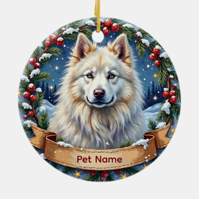 Décoration En Céramique Personalized Samoyed Christmas (Dos)