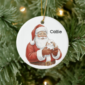 Décoration En Céramique Personalized Santa with a Holland Lop Bunny Rabbit