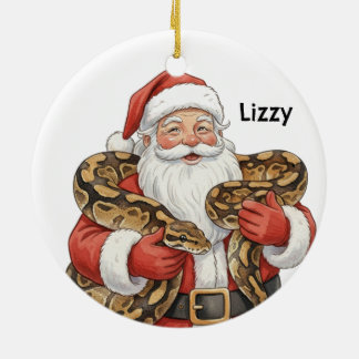 Décoration En Céramique Personalized Santa with ball python snake
