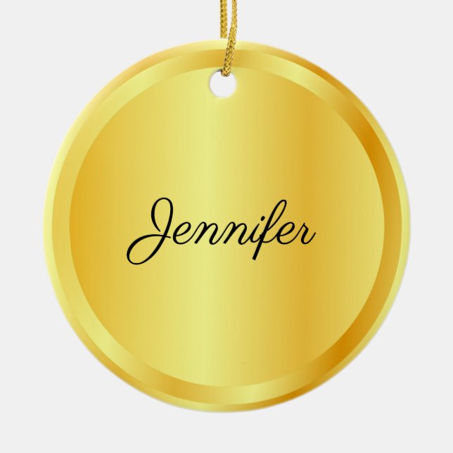 Décoration En Céramique Personalized Script Template Gold Look Trendy (Devant)