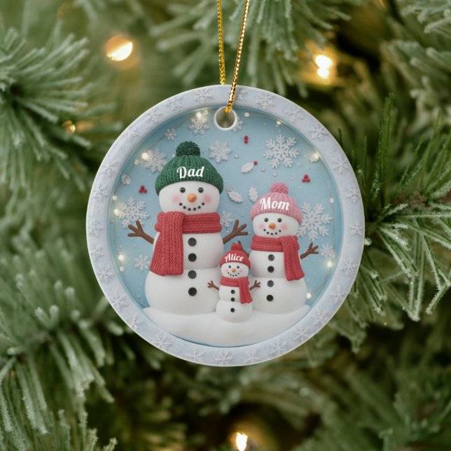 Décoration En Céramique Personalized Snowman Family Ornament (Arbre)