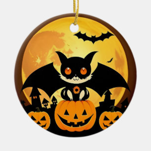 Décoration En Céramique Personnage de chat mignon d'Halloween avec des cit