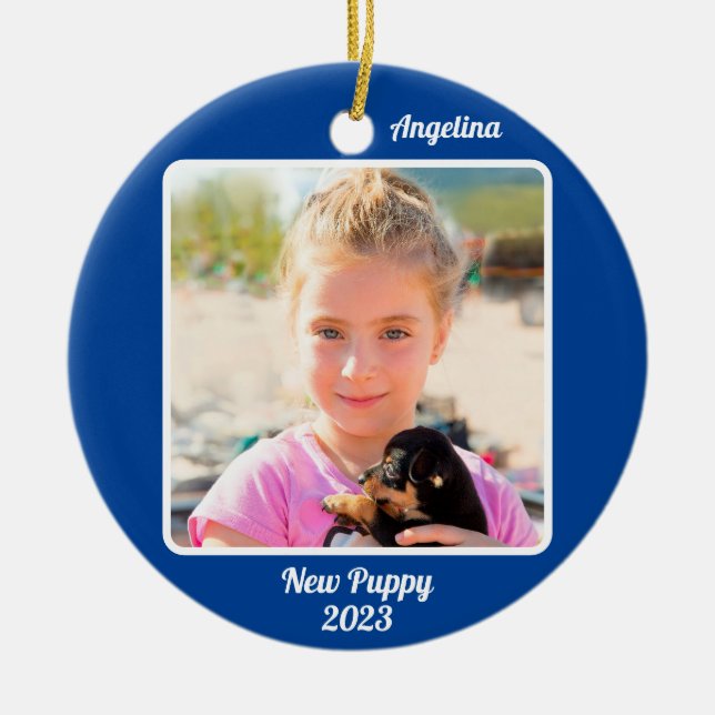 Décoration En Céramique Personnalisé 2 Photo 2 Face Bleu Événements Jalons (Devant)