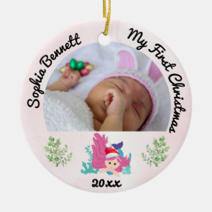 Décoration En Céramique Personnalisé 2 Photo Babys My First Christmas 202